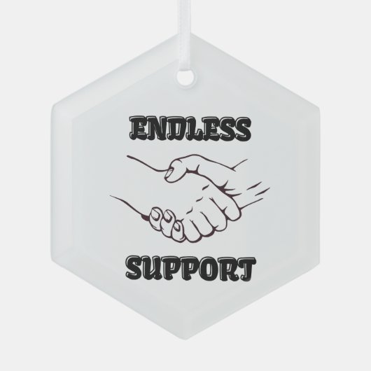 無限のサポート – UnityとTrusのハンドシェイクシンボル ガラスオーナメント (正面)