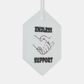 無限のサポート – UnityとTrusのハンドシェイクシンボル ガラスオーナメント (正面右)