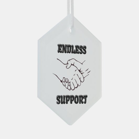 無限のサポート – UnityとTrusのハンドシェイクシンボル ガラスオーナメント (正面右)