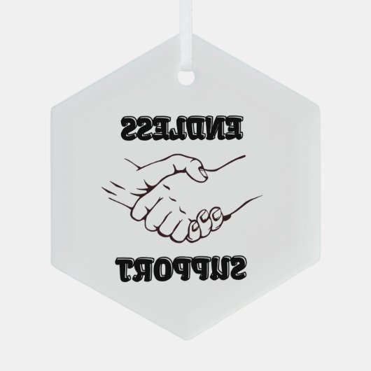 無限のサポート – UnityとTrusのハンドシェイクシンボル ガラスオーナメント (裏面)