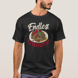 無限のパスタリティスパゲッティパスタ麺 Tシャツ