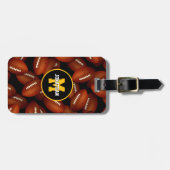 無限のフットボールパターン秋スポーツモノグラムの ラゲッジタグ (正面横)