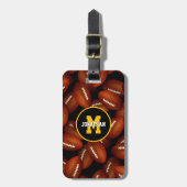 無限のフットボールパターン秋スポーツモノグラムの ラゲッジタグ (正面縦)