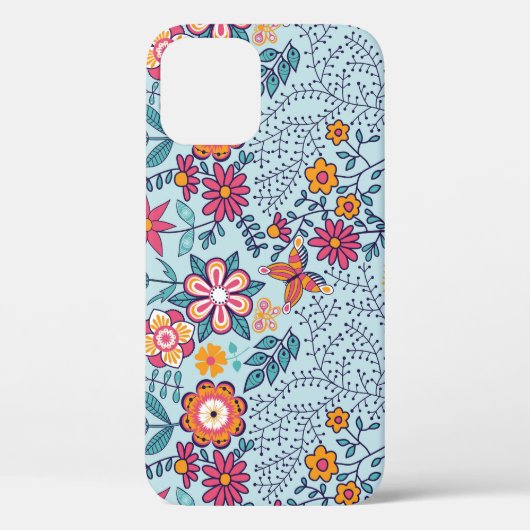 無限のフローラと蝶のテクスチャ。 Case-Mate iPhoneケース (裏面)