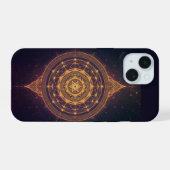 無限の光の扉 - 聖なる曼荼羅 iPhone 15ケース (裏面横)