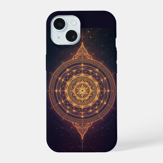 無限の光の扉 - 聖なる曼荼羅 iPhone 15ケース (裏面)