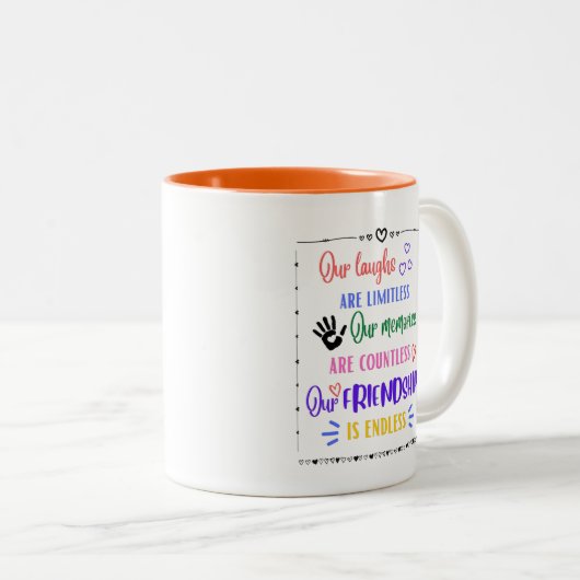 無限の友情、永遠のBFF、友人のためのギフト ツートーンマグカップ (正面右)