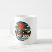 無限の地平線：山の夕日のアート コーヒーマグカップ (正面左)