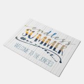 無限の夏の熱帯休暇の日没のタイポグラフィ ドアマット (アングル)