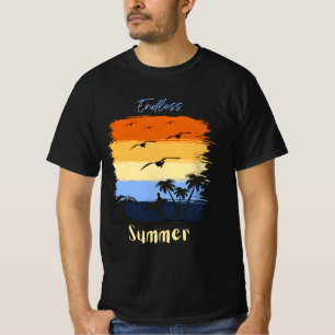 無限の夏:ヴィンテージサンセットサーフィンtシャツ tシャツ