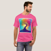 無限の希望の根を持つ虹の木: アート Tシャツ (正面フル)