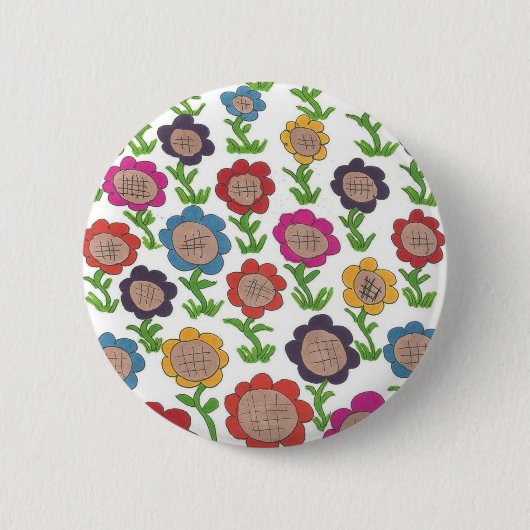 無限の庭の花模様アート 缶バッジ (正面)