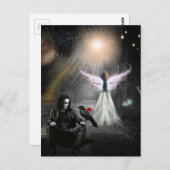 無限の愛のカラスと天使 ポストカード (正面/裏面)