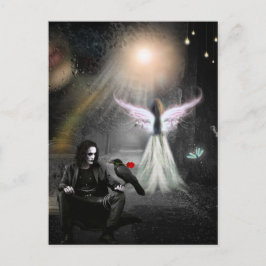 無限の愛のカラスと天使 ポストカード
