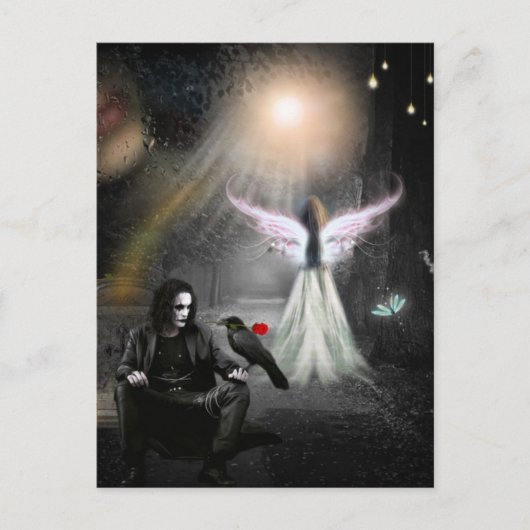 無限の愛のカラスと天使 ポストカード (正面)