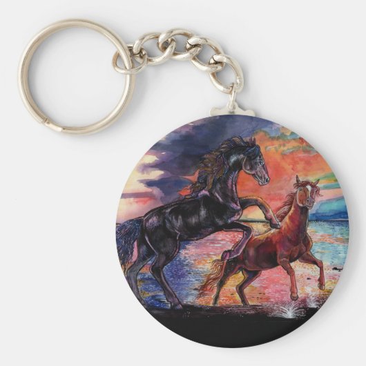 無限の空の水の色の馬 キーホルダー (正面)