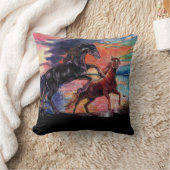 無限の空の水の色の馬 クッション (ブランケット)