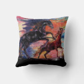 無限の空の水の色の馬 クッション (裏面)