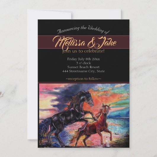 無限の空ロマンチック水彩馬 招待状 (正面)
