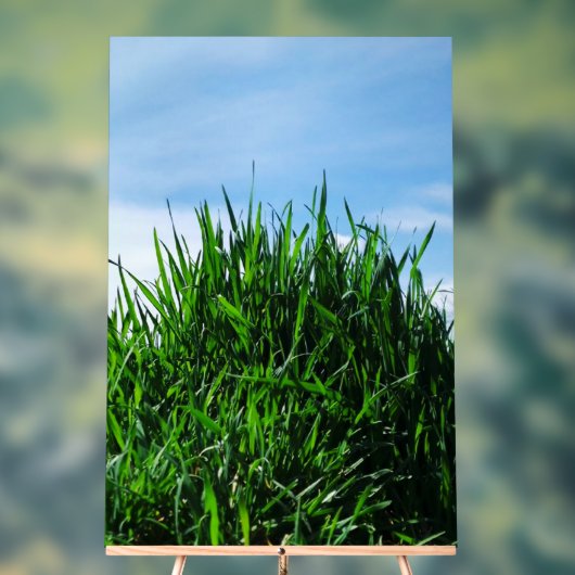無限の背景に緑の草 アクリルサイン (ニュートラル)