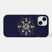 無限の花 — 神聖幾何学と天空の調和 iPhone 15ケース (裏面横)