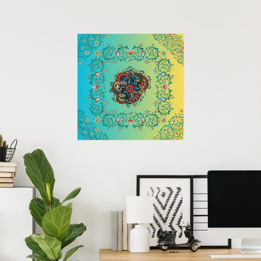 無限の豪華さ、メーンディグリーンフローラアート ポスター (ホームオフィス)