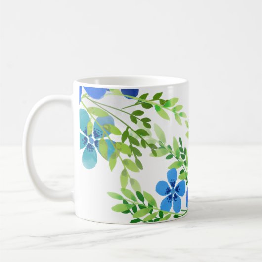 無限の青い忘れ私は花ではない コーヒーマグカップ (左)