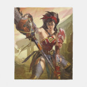 無限クライシス原子疑問に思女子イラストレーション フリースブランケット (正面)