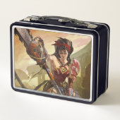 無限クライシス原子疑問に思女子イラストレーション メタルランチボックス (裏面)