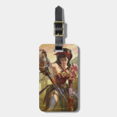 無限クライシス原子疑問に思女子イラストレーション ラゲッジタグ (正面縦)