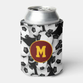 無限サッカーボールのパターンのスポーツモノグラムの 缶クーラー (缶正面)