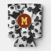 無限サッカーボールのパターンのスポーツモノグラムの 缶クーラー (正面)