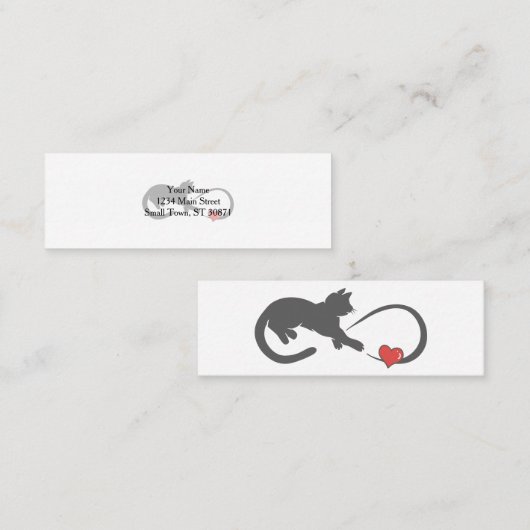 無限ハース猫シルエット – バックカラーを選択 スキニー名刺 (正面/裏面)