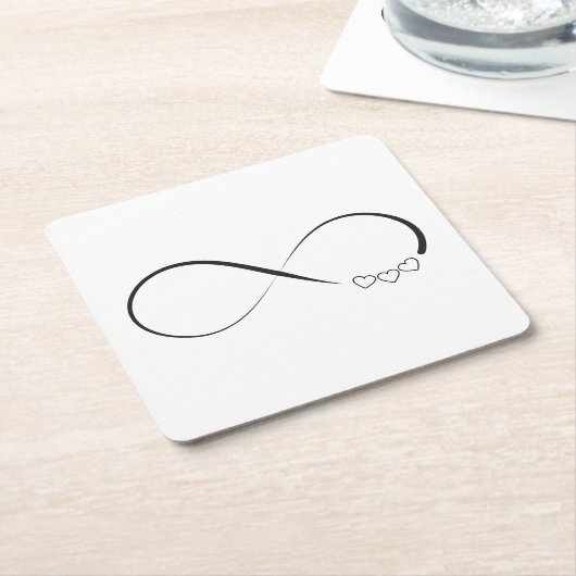 無限ハートの記号 スクエアペーパーコースター (アングル)