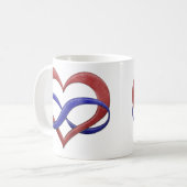 無限ハートシンボルポリメモリプライドフラグの色 コーヒーマグカップ (正面左)