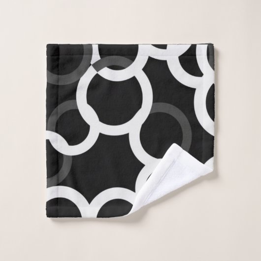 無限円ブラック/ホワイト – バスタオルセット (ウォッシュタオル)