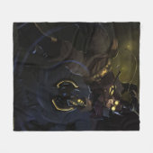 無限危機ガスライトバットマンイラストレーション フリースブランケット (正面(横))