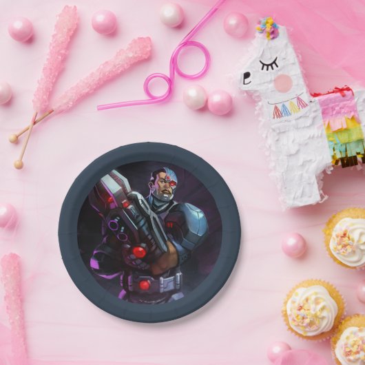 無限危機サイボーグイラストレーション ペーパープレート (パーティー)