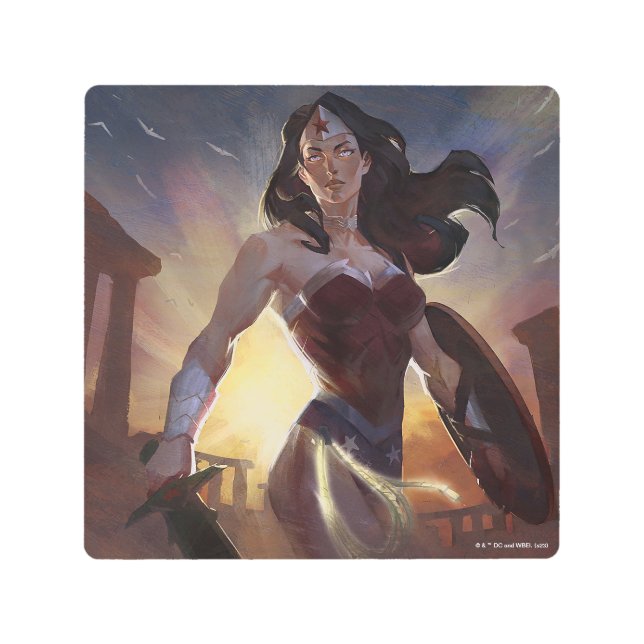 無限危機疑問に思女イラストレーション メタルプリント (正面)