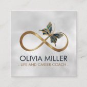 無限大シンボルバタフライ金ゴールドとアワロシェル スクエア名刺 (正面)