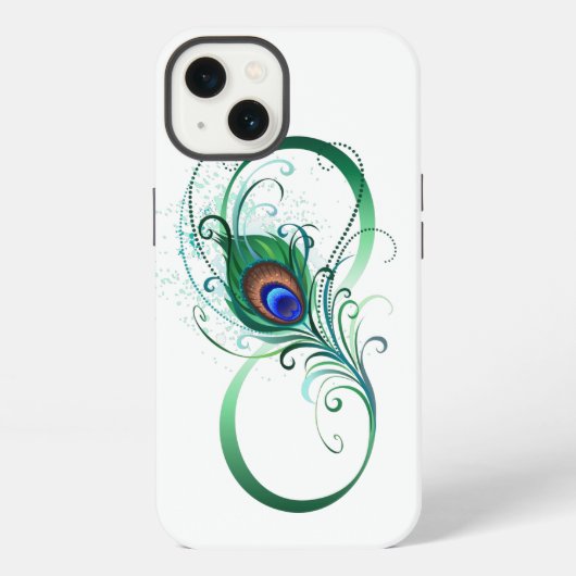 無限大記号とクジャクの羽 iPhoneケース (裏面)