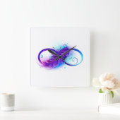 無限大（紫の羽） スクエア壁時計 (ホーム)