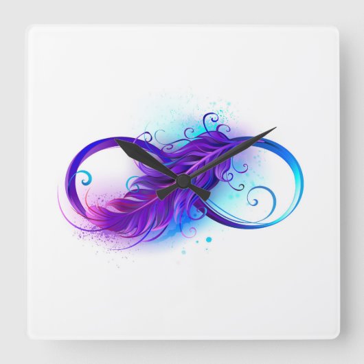 無限大（紫の羽） スクエア壁時計 (正面)