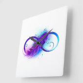 無限大（紫の羽） スクエア壁時計 (傾斜)