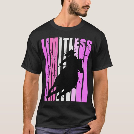 無限女性のカーボーイガールズロデオバレルレーシングレースR Tシャツ (正面)