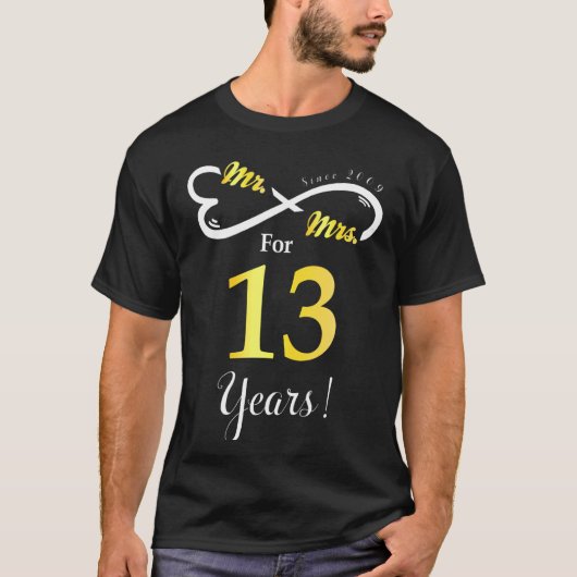 無限愛結婚した周年記念13年 Tシャツ (正面)