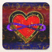 無限芸術的ハートポリアモリフラグシンボルSQU スクエアペーパーコースター (正面)