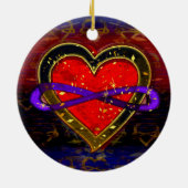 無限芸術的ハートポリアモリフラグ記号 セラミックオーナメント (裏面)