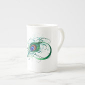 無限記号（ピーコックの羽根付き） ボーンチャイナマグカップ (正面右)
