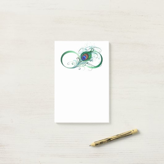 無限記号(ピーコックの羽根付き) ポストイット (デスク上)